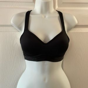La SENZA Sports Bra Pullover Mesh Back Closure EUC Black Size SMALL